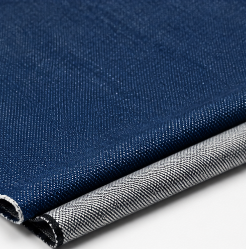 Rigid denim cotton fabric close-up