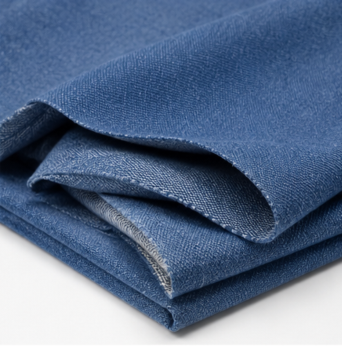Comfort slub denim fabric texture close-up